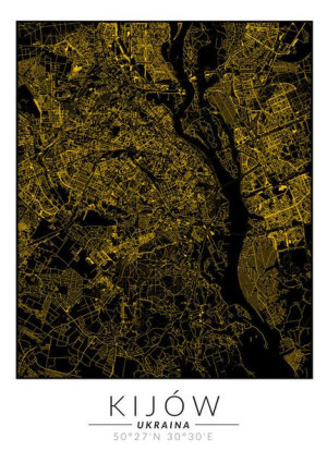 Kijów złota mapa - plakat 21x29,7 cm