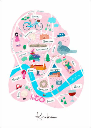 Kraków mapa - plakat 21x29,7 cm