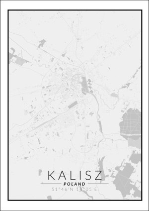 Kalisz mapa czarno biała - plakat 29,7x42 cm