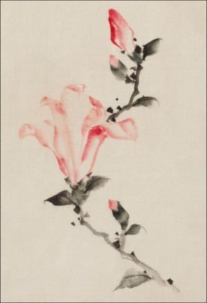Large Pink Blossom on a Stem with Three Additional