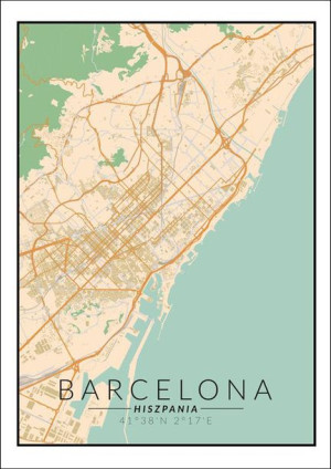 Barcelona mapa kolorowa - plakat 30x40 cm