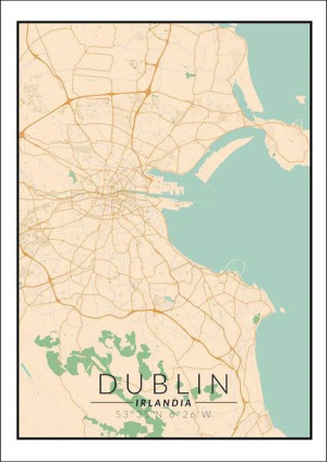 Dublin mapa kolorowa - plakat 30x40 cm
