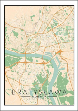 Bratysława mapa kolorowa - plakat 30x40 cm