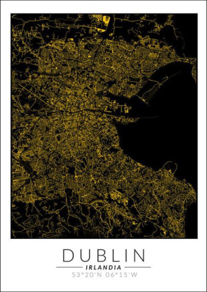 Dublin złota mapa - plakat 30x40 cm