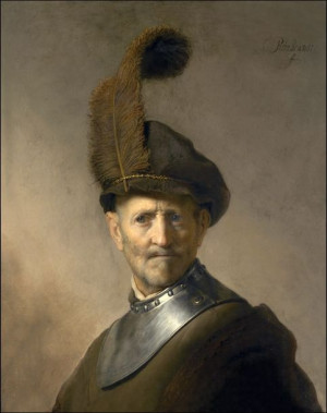 An Old Man in Military Costume, Rembrandt - plakat