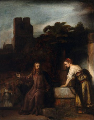Christ and the Woman of Samaria, Rembrandt - plaka