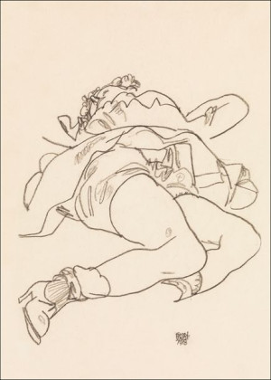 Erotic art woman. Reclining Woman with Raised Skir