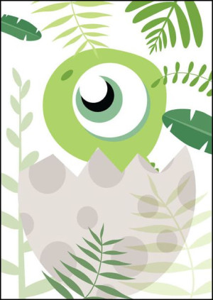 Akuku dino zielony - plakat 40x50 cm