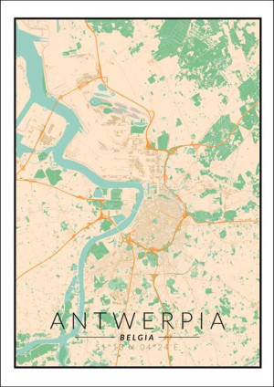 Antwerpia mapa kolorowa - plakat 40x50 cm