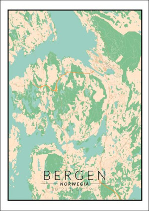 Bergen mapa kolorowa - plakat 40x60 cm