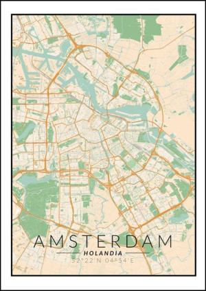 Amsterdam mapa kolorowa - plakat 50x70 cm