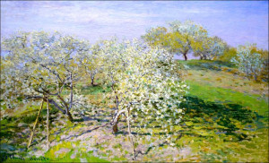Apple trees in bloom, Claude Monet - plakat 50x40