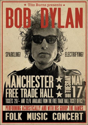 Bob Dylan Koncert Manchester 1966 - plakat 59,5x84