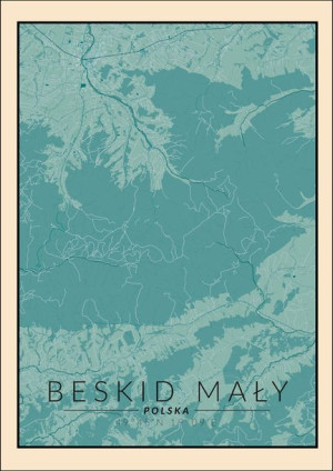 Beskid Mały mapa vintage - plakat 59,4x84,1 cm