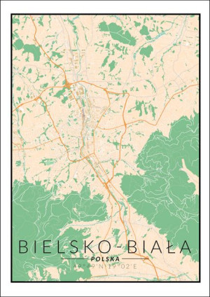 Bielsko Biała mapa kolorowa - plakat 50x70 cm
