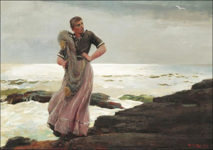 A Light on the Sea, Winslow Homer - plakat 50x40 c