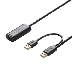 Ugreen Us137 Kabel Przedłużający 2x Usb 2.0, Aktywny, 10m (czarny)