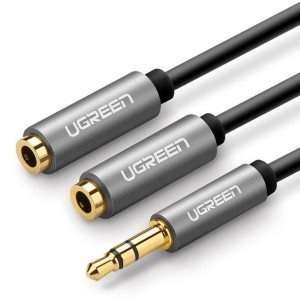 Rozdzielacz Audio Aux Ugreen Kabel Jack 3,5 Mm, 20cm (szary)