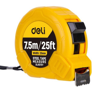 Miara Zwijana Deli Tools Edl9075y, 7,5m/25mm (żółta)