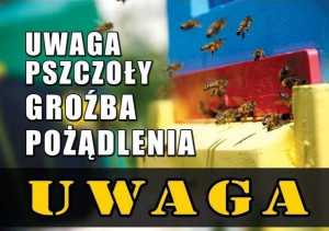 Tablica DUŻA XXL ostrzegawcza UWAGA pszczoły F313