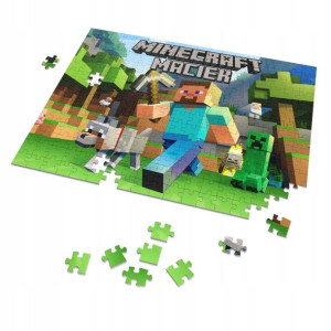 Puzzle + IMIĘ + pudełko MINECRAFT A3 252 el