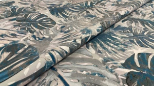 Materiał Plusz Welur Velvet Liście Obrus Zasłony