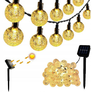 Girlanda Świetlna Ogrodowa 9m 50 Led Solarne Panel Oświetlenie Ogrodowe