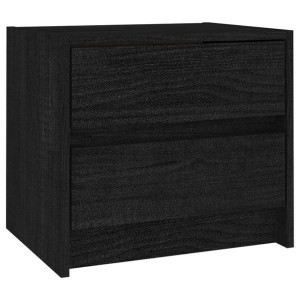 Szafka nocna, czarna, 40 x 30,5 x 35,5 cm, lite drewno sosnowe
