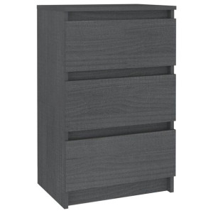 Szafka nocna, szara, 40x29,5x64 cm, lite drewno sosnowe