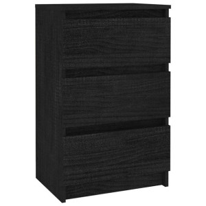 Szafka nocna, czarna, 40x29,5x64 cm, lite drewno sosnowe