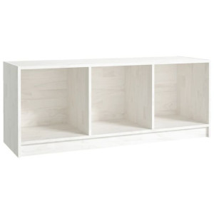 Szafka pod telewizor, biała, 104x33x41 cm, lite drewno sosnowe
