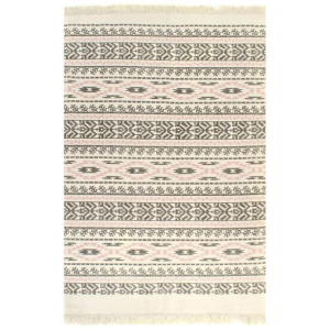 Dywan typu kilim, bawełna, 120 x 180 cm, szaro-różowy ze wzorem
