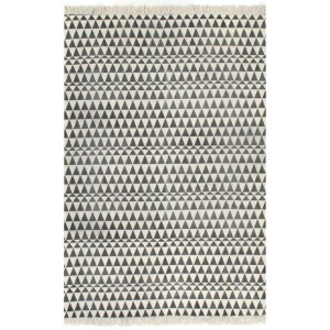Dywan typu kilim, bawełna, 120 x 180 cm, czarno-biały ze wzorem