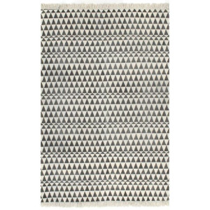 Dywan typu kilim, bawełna, 160 x 230 cm, czarno-biały ze wzorem