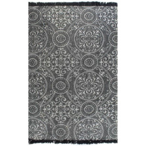 Dywan typu kilim, bawełna, 120 x 180 cm, szary ze wzorem