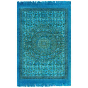 Dywan typu kilim, bawełna, 120 x 180 cm, turkusowy ze wzorem