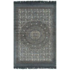 Dywan typu kilim, bawełna, 120 x 180 cm, szary ze wzorem