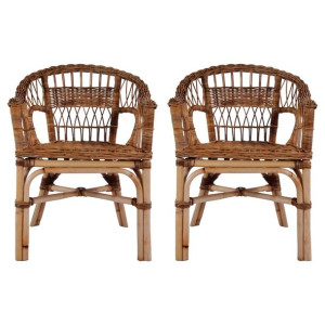 Krzesła ogrodowe, 2 szt., naturalny rattan, brązowe