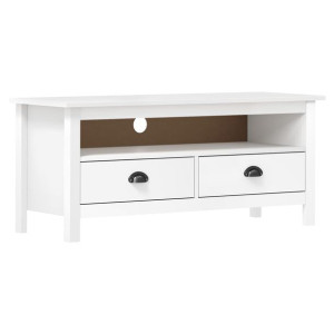 Szafka TV Hill Range, biała, 110x40x47 cm, lite drewno sosnowe