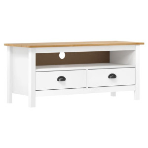 Szafka TV Hill Range, biała, 110x40x47 cm, lite drewno sosnowe