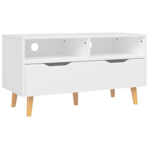 Szafka pod TV, biała, 90x40x48,5 cm, płyta wiórowa
