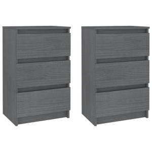 Szafki nocne, 2 szt., szare, 40x29,5x64 cm, drewno sosnowe