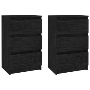 Szafki nocne, 2 szt., czarne, 40x29,5x64 cm, drewno sosnowe