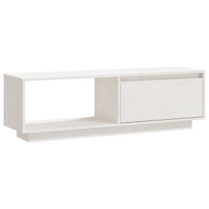 Szafka pod telewizor, biała, 110x30x33,5 cm, drewno sosnowe