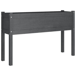 Donica ogrodowa, szara, 110x31x70 cm, lite drewno sosnowe