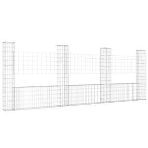 4 słupki gabionowe U-kształtne, 380x20x150 cm, żelazne