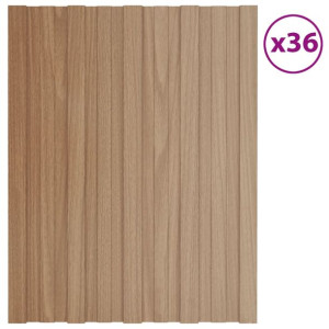 Panele dachowe, 36 szt., stal, kolor jasnego drewna, 60x45 cm