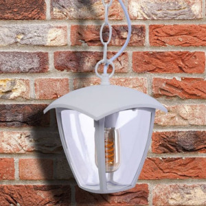 Wisząca lampa na łańcuchu FOX EKO3506 latarenka do ogrodu biała
