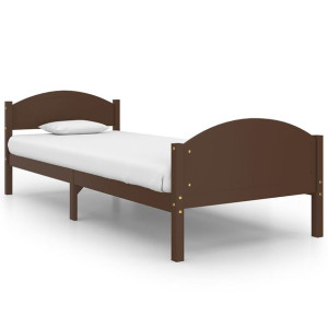 Rama łóżka, ciemnobrązowa, lite drewno sosnowe, 90 x 200 cm