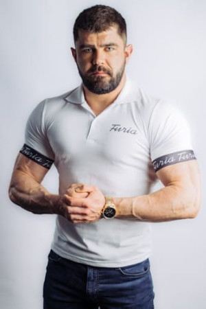 Koszulka męska polo biała  Furia rozm.3XL